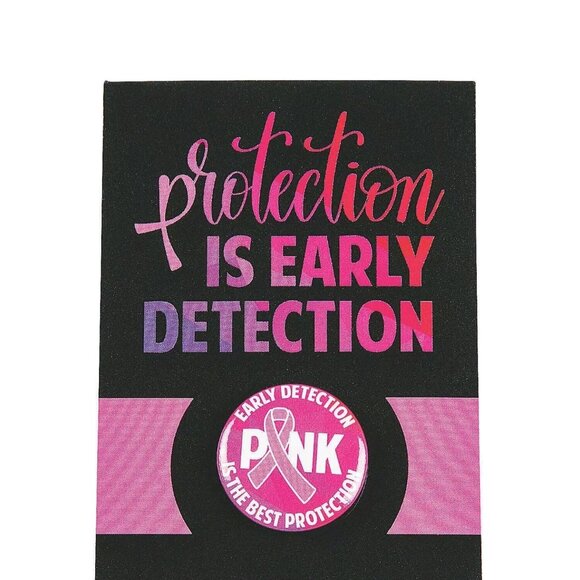 12 Pink Ribbon Early Detection Breast Cancer Awareness Mini Buttons on Card - Picture 2 of 3